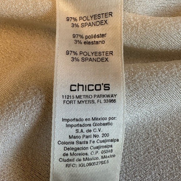 Chico's Blouse Ivory Silver Beaded Open Sleeved Woman's SIZE‎ 1 (Medium) - Picture 5 of 8